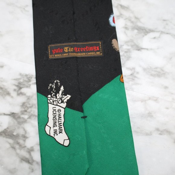 HALLMARK YULE TIE GREETINGS Neck Tie Reindeer Lights Holiday Menswear Accessory - Picture 2 of 10